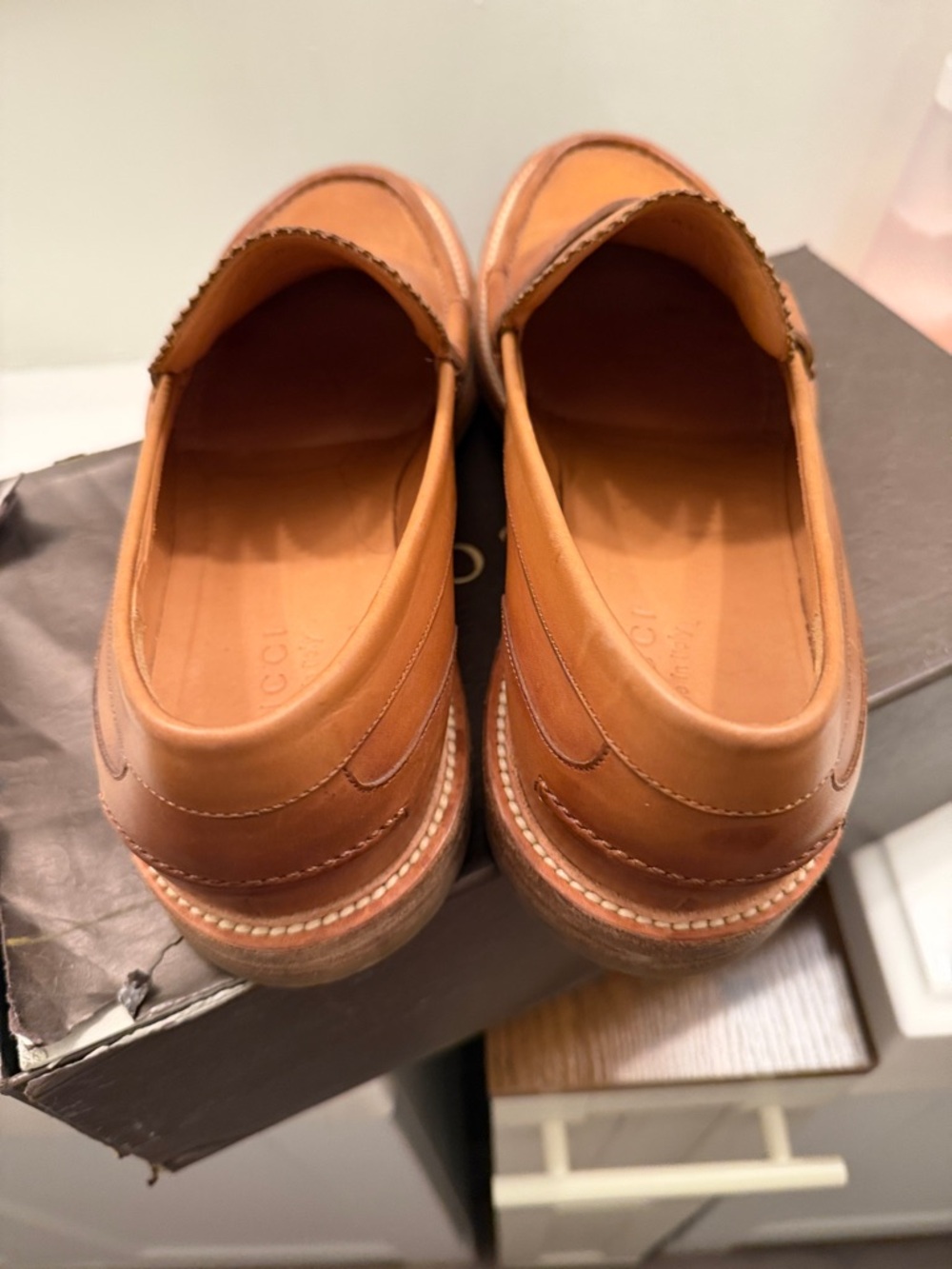 Gucci Brown Leather Penny Loafers - Picture 7 of 13